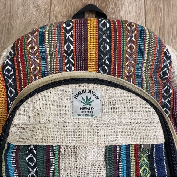 NEW Himalayan Hemp All Natural Pure Handmade Multi Pocket Laptop Boho Backpack - Picture 3 of 12